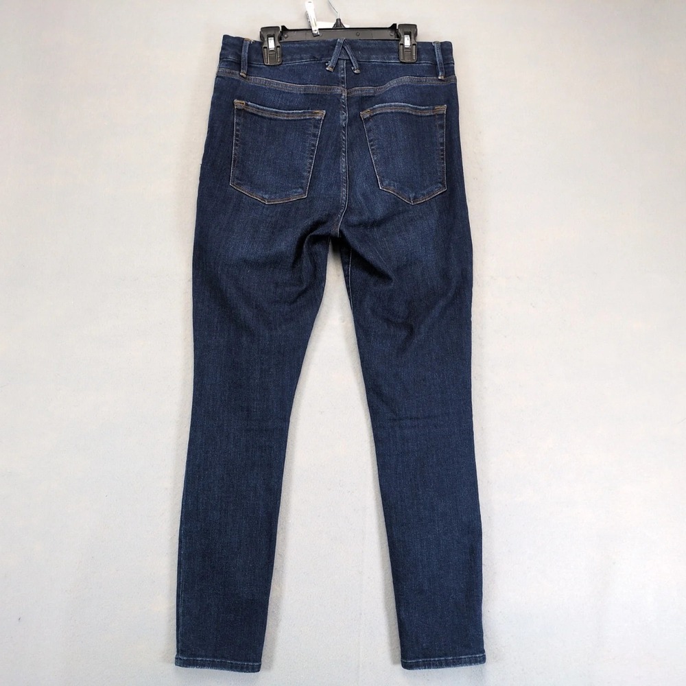 Good American Good Legs Crop Jeans Womens 8 29x27 Distressed Dark Wash Stretch - Picture 2 of 10